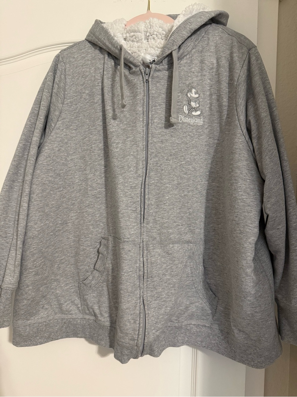 Disneyland Light Gray Mickey Sherpa-Lined Zip Hoodie size 2X